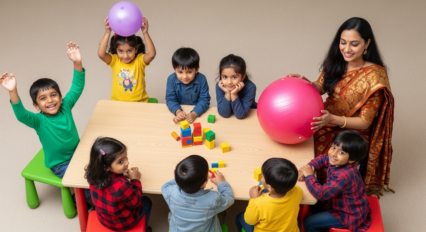 Children playing and learning